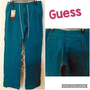 Guess Teal Linen Jayne Pants Brand New ❤️